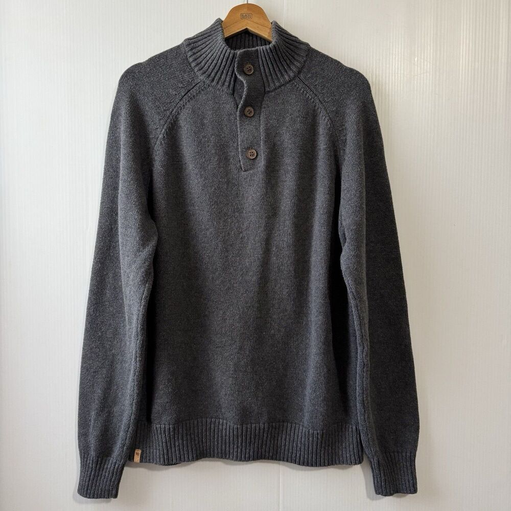 Tentree Men’s 100% Organic Cotton Highline Mock Neck Sweater Gray Sz L